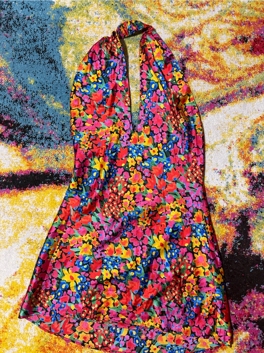 Show me your MUMU cute silk halter floral dress